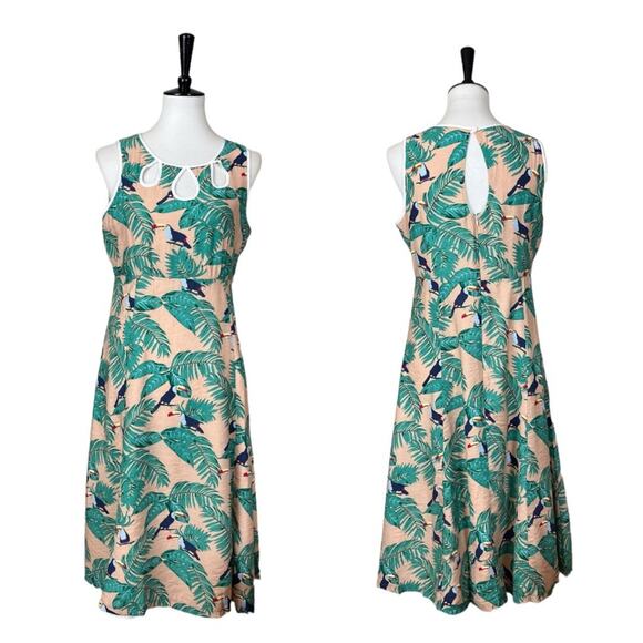 Royal Monk A-line Sleeveless Dress Parrot Tropical Print Women’s Size Small - Picture 12 of 12